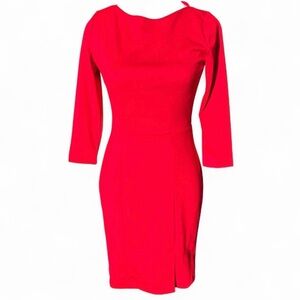 The Limited Red Petite Sheath Dress 00P 3/4 Sleeve